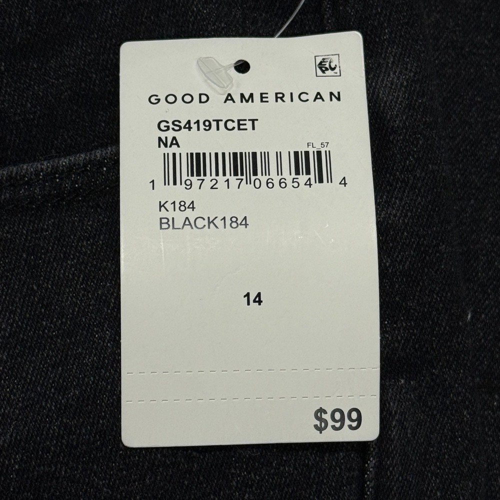 Good American Good Legs Straight Jeans Black Womens 14 /‎ 32 NEW NWT Denim - Picture 6 of 15